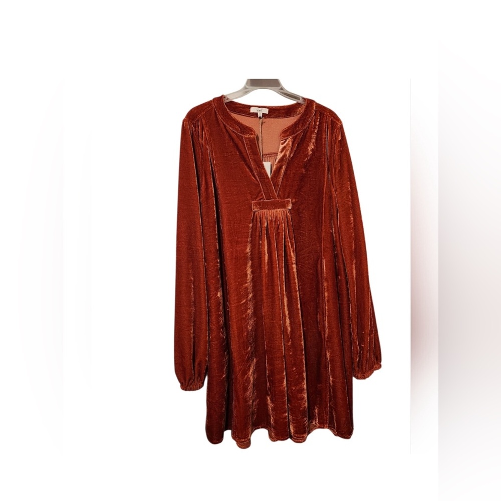 1X Easel Burnt Orange Velvet Tunic Dress, NWT